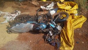 सिरसंगी येथे हत्तीकडून दुचकीची मोडतोड